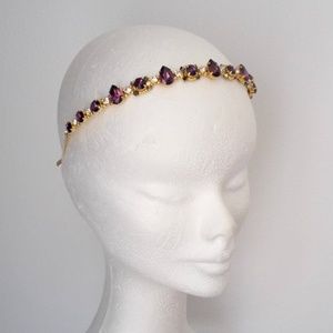 Purple and gold  crystal thin headband